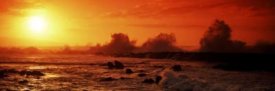 60 by 40/0.75 Deep iCanvasART 3 Piece Hawaiian Beach Sunset Window View Canvas Print by Darklord 